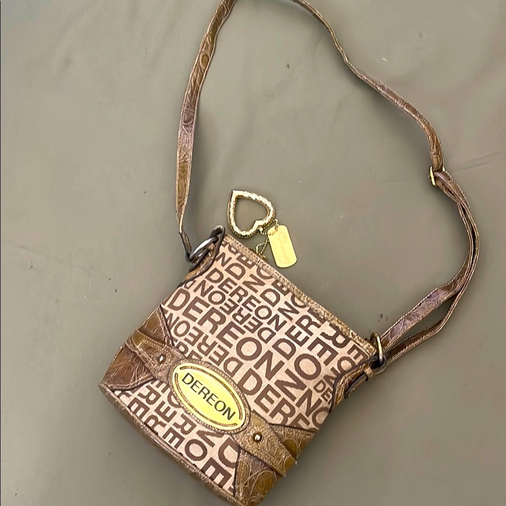 Dereon Brown Logo Crossbody Bag